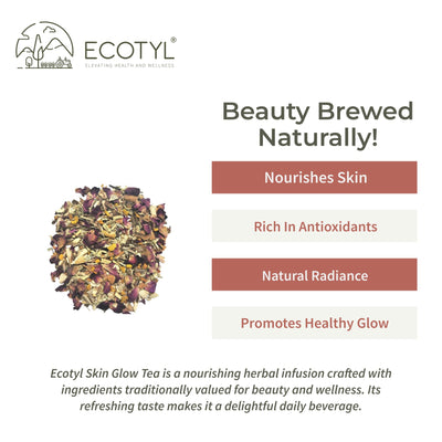 Skin Glow Tea | Skin Nourishment | Herbal Tea | 60g – Tea on Brown Living™. SKU: ECOTYL00059. Img 2.