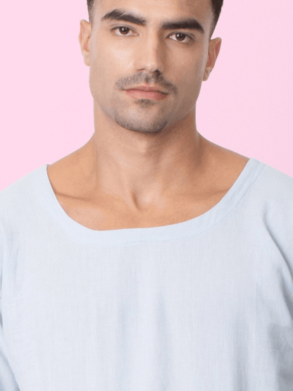 Skippy - Cotton Linen Round Neck T Shirt with Kangaroo Pockets – Mens T-Shirt on Brown Living™. SKU: pH2711. Img 4.