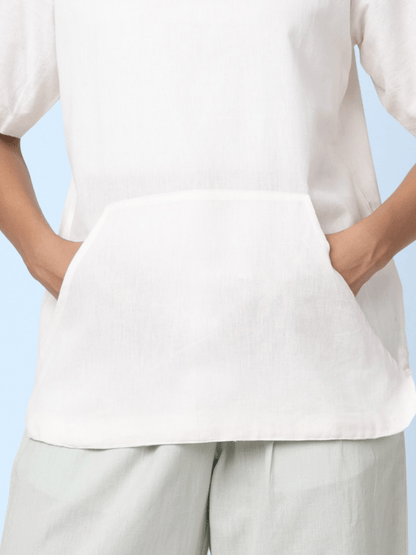 Skippy - Cotton Linen Round Neck T Shirt with Kangaroo Pockets – Mens T-Shirt on Brown Living™. SKU: pH2761. Img 10.