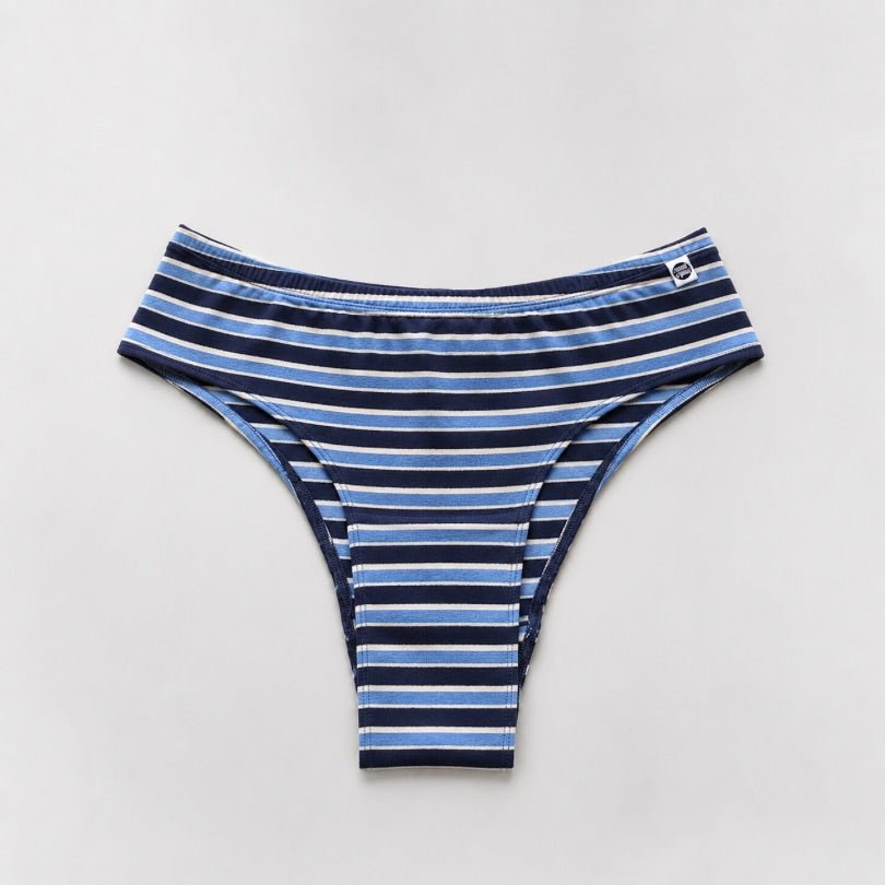 Sky Jungle Stripes & Ocean Blues Organic Cotton Tanga | Pack of 2 – Womens Underwear on Brown Living™. SKU: 012BASage-SkyXs. Img 2.
