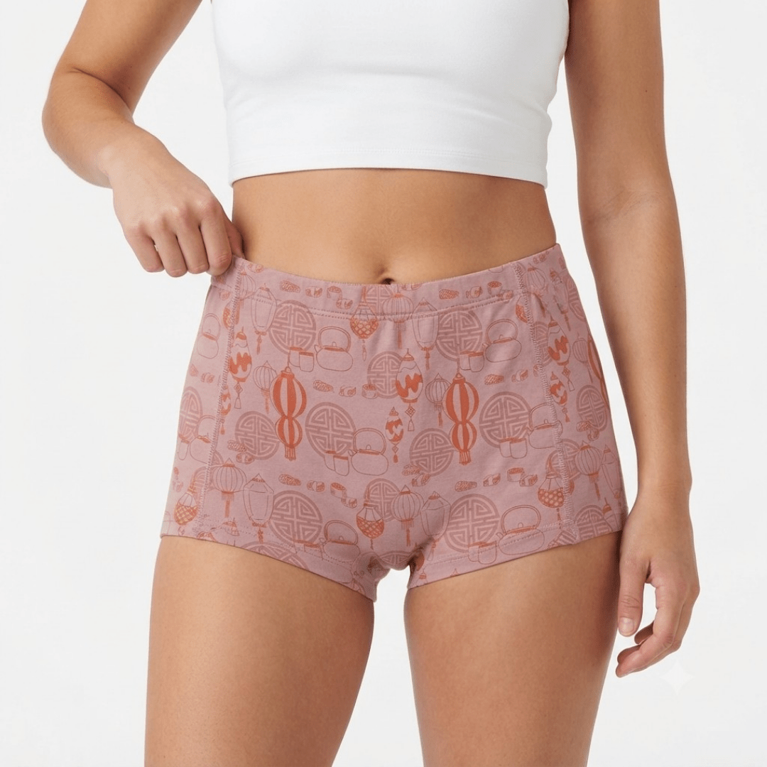 Sky Lantern & Royal Mint Organic Cotton Boyshorts | Pack of 2 – Womens Underwear on Brown Living™. SKU: 004BSPink-Mintxs. Img 4.