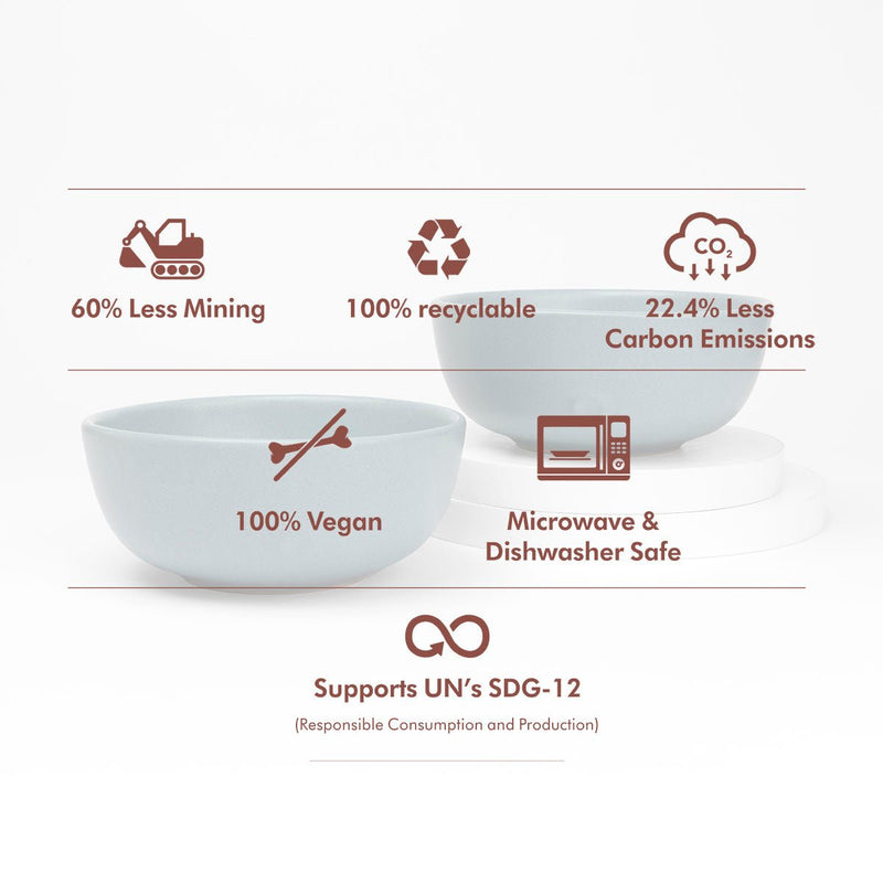 Sky Recycled Ceramic Bowls | Set of 2 | Verified Sustainable by Brown Living™