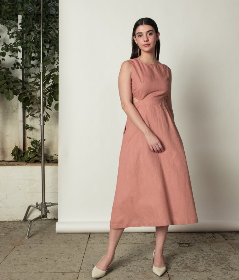 Sleeveless Cut - Out hemp Cotton Dress | Verified Sustainable by Brown Living™