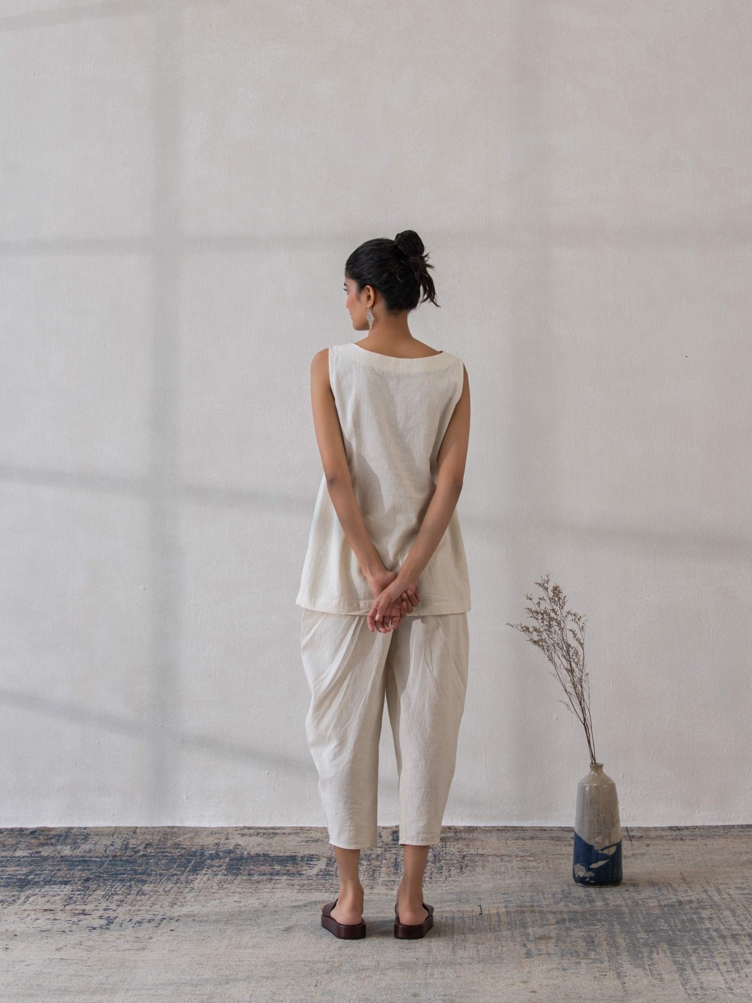 Sleeveless Ivory Khadi Top for Women – Womens Top on Brown Living™. SKU: DCSS25T02S. Img 6.