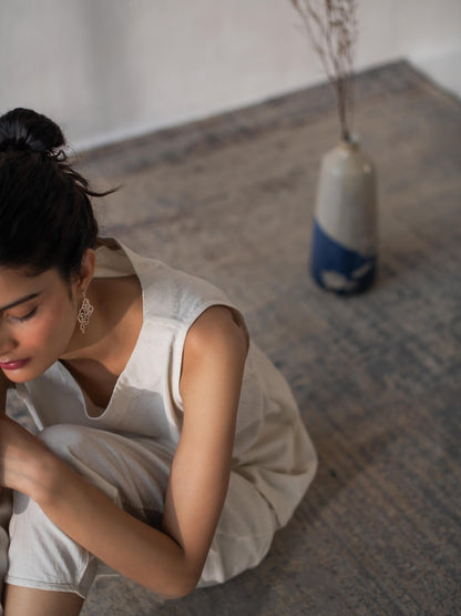 Sleeveless Ivory Khadi Top for Women – Womens Top on Brown Living™. SKU: DCSS25T02S. Img 3.