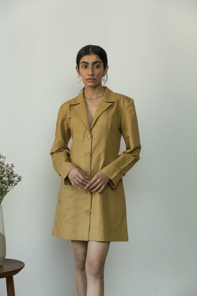 Slim-Fit Cotton Blazer hemp Cotton Dress | Verified Sustainable Womens Dress on Brown Living™
