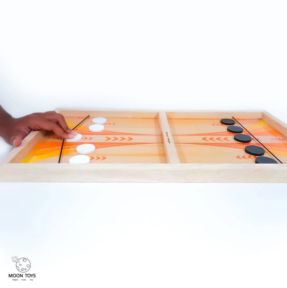 Slingo Wooden Board Game – Fastest Finger & Strategy Game for Kids – Learning & Educational Toys on Brown Living™. SKU: ludoslingo. Img 1.
