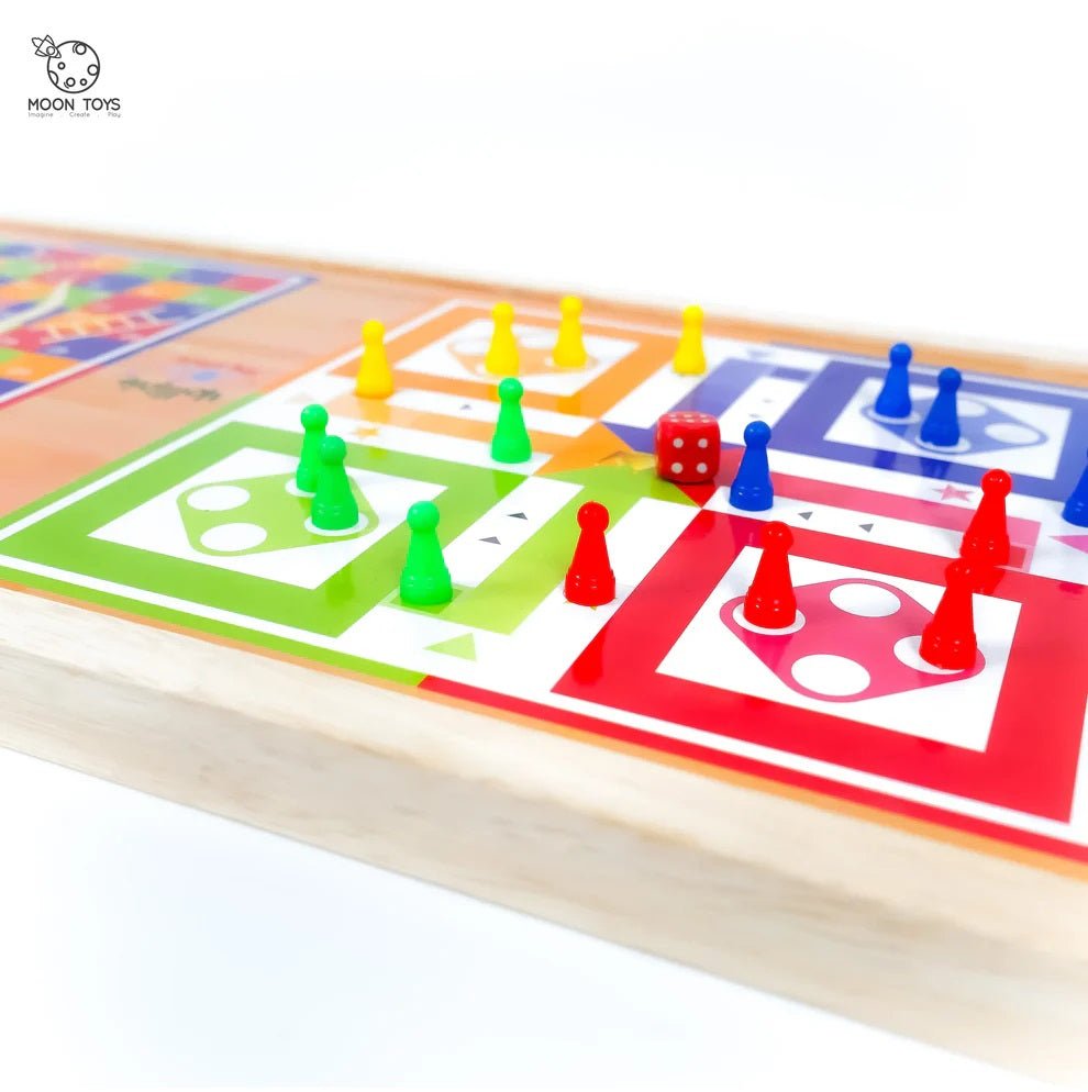 Slingo Wooden Board Game – Fastest Finger & Strategy Game for Kids – Learning & Educational Toys on Brown Living™. SKU: ludoslingo. Img 3.