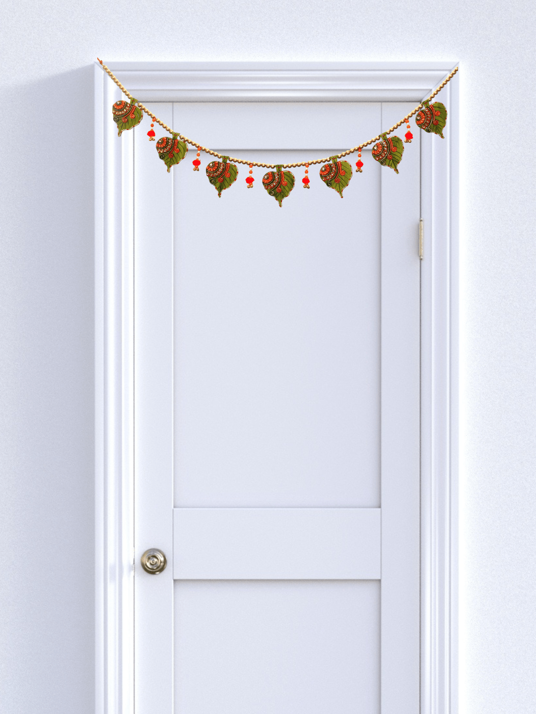 Small Asopalav Green Toran | Handcrafted Traditional Door Decor – Home Decor on Brown Living™. SKU: AB16. Img 2.