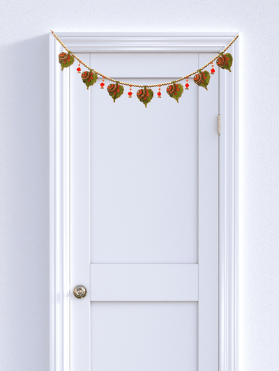 Small Asopalav Green Toran | Handcrafted Traditional Door Decor – Home Decor on Brown Living™. SKU: AB16. Img 2.