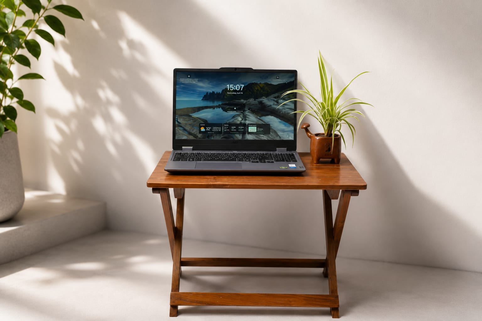Small Wooden Folding Table | Compact Handcrafted Multipurpose Table – Table Decor on Brown Living™. SKU: FTS. Img 4.