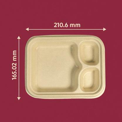 Snack Tray – 3 Compartment | Durable, Eco - Friendly Serving Tray - 25 pcs – Trays & Platters on Brown Living™. SKU: CLEC-74. Img 2.