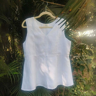 Snowe White Hemp Top – Womens Top on Brown Living™. SKU: JDS6025XS. Img 2.