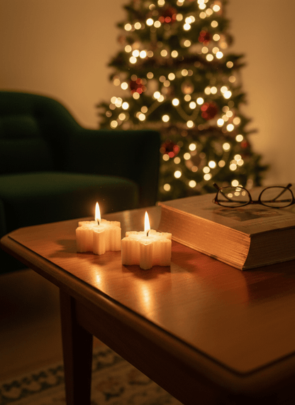 Snowflake Hand - Poured Festive Decorative Soy Wax Candles –Set of 2 – Candles & Fragrances on Brown Living™. SKU: SNWC25. Img 1.