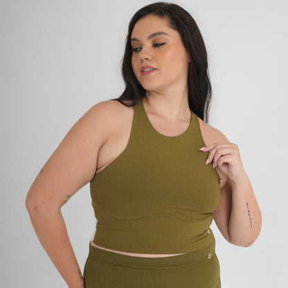 Snug Fit Athletic Olive Sports Tank | Stretchable Activewear – Womens Top on Brown Living™. SKU: ELGLKLPXS. Img 1.