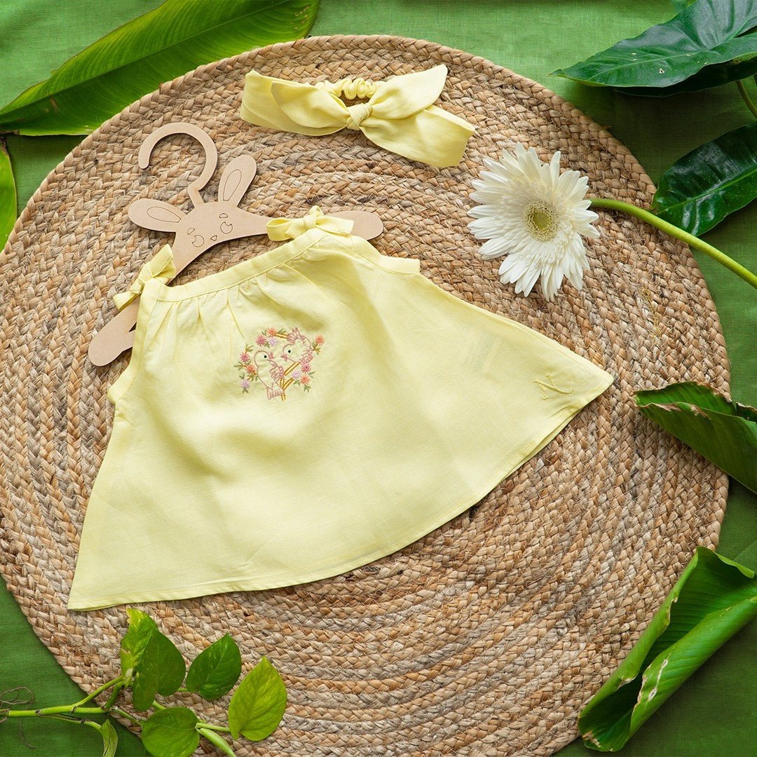 Soft & Breathable Bright Chirps Yellow Top for Babies – Kids Tops on Brown Living™. SKU: ARN0012_0-3. Img 1.
