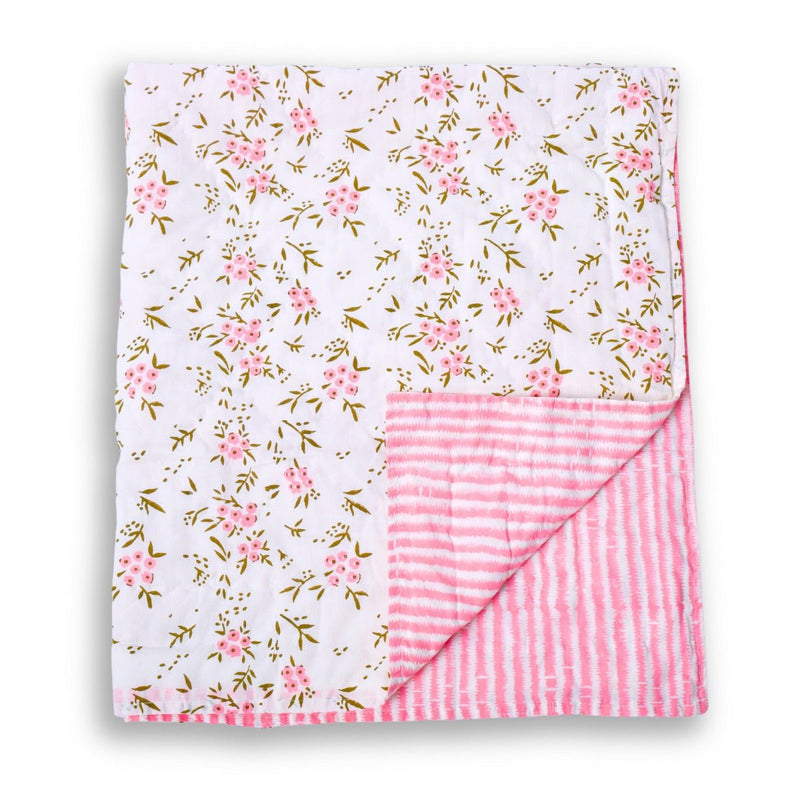 Soft Cotton Quilt for Kids- Wildflowers Pink | Verified Sustainable Bedding on Brown Living™