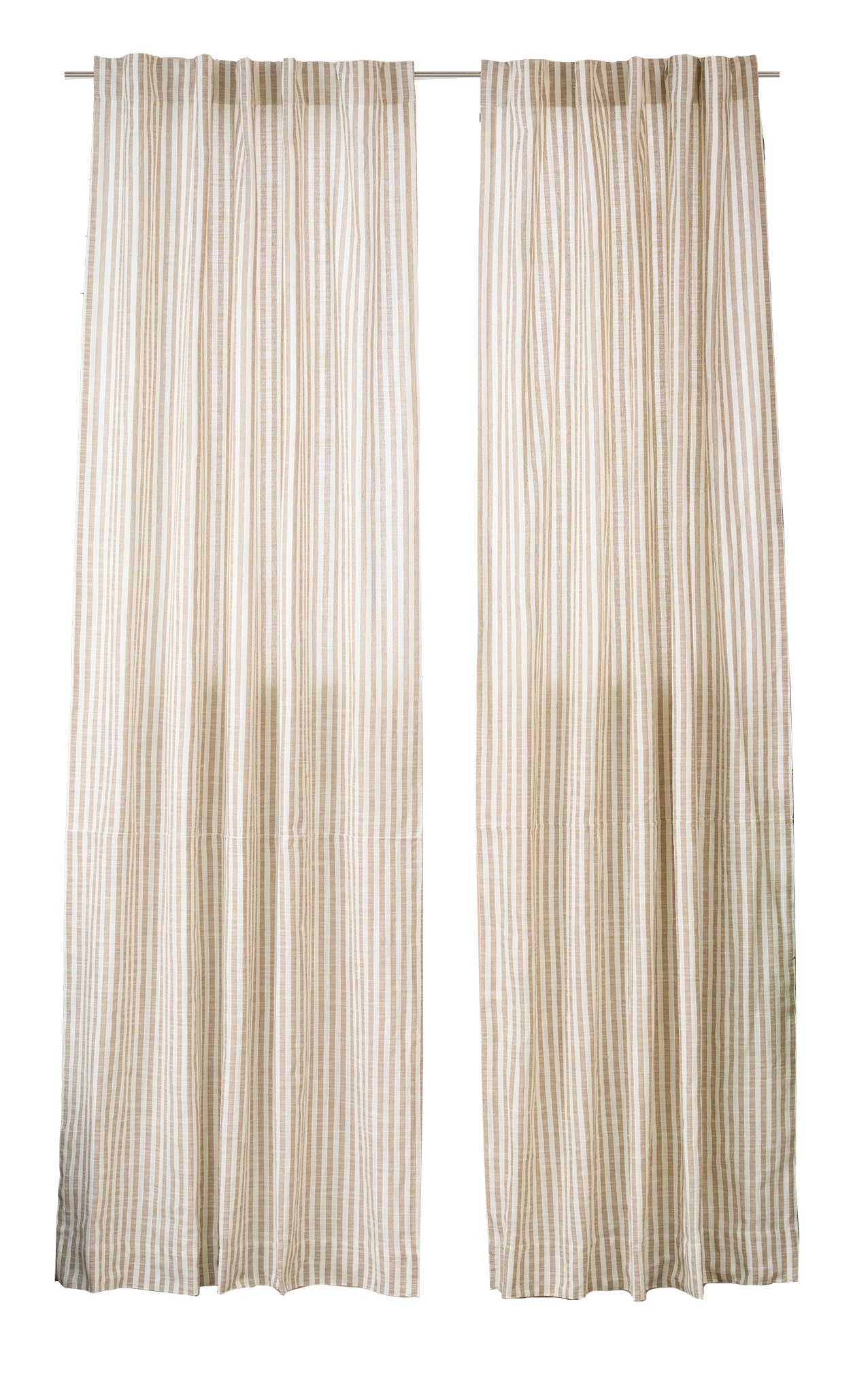Soft Cotton Striped Curtains For Living & Bedroom | Window Drapes – Curtains on Brown Living™. SKU: SHCT-250613-B2. Img 2.