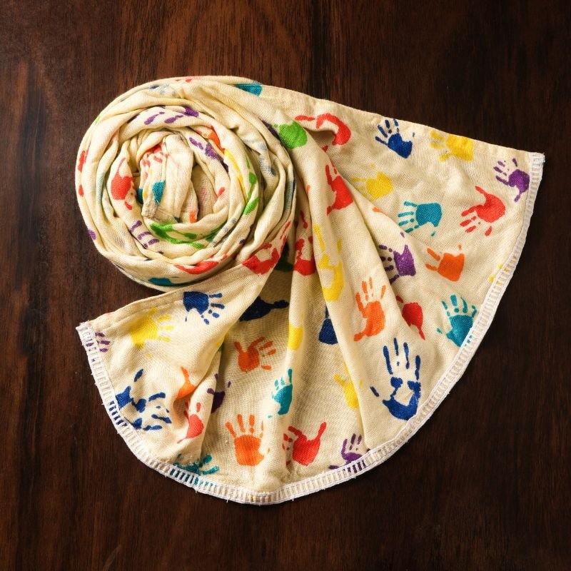 Soft Hand - printed Muslin Stole for Women | Verified Sustainable by Brown Living™