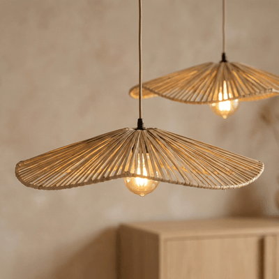 Solane Handcrafted Banana Fiber Lampshade – Lamps & Lighting on Brown Living™. SKU: LS-2281. Img 1.