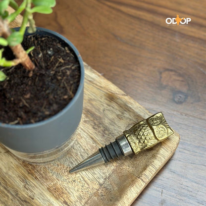 Solid Brass Bottle Stopper | Elegant Barware & Gifting – Kitchen Tools on Brown Living™. SKU: PRA23HD007. Img 6.