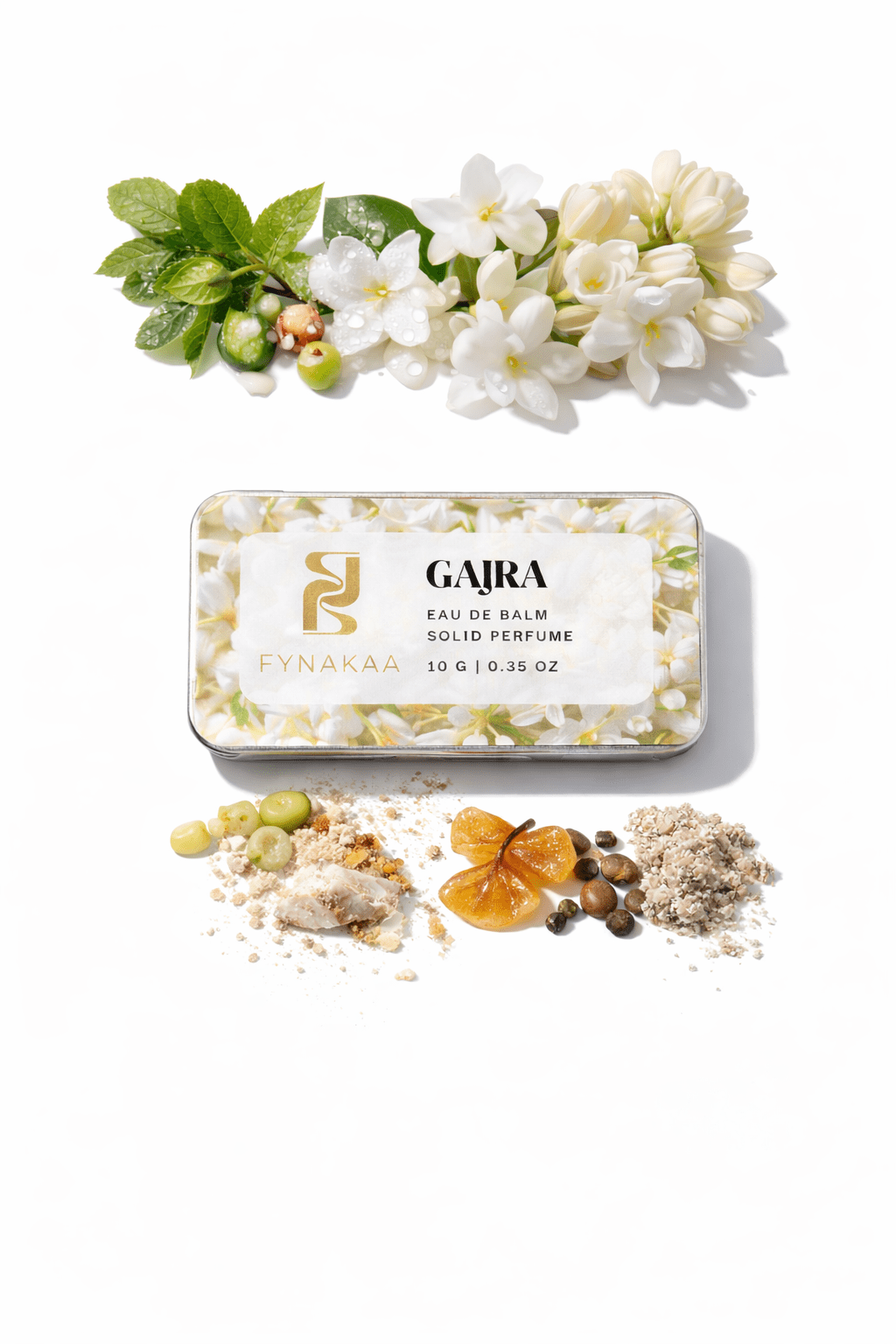 Solid Perfume Gajra | Floral Long - Lasting Alcohol - Free Fragrance – Perfume on Brown Living™. SKU: GAJ5002X. Img 1.