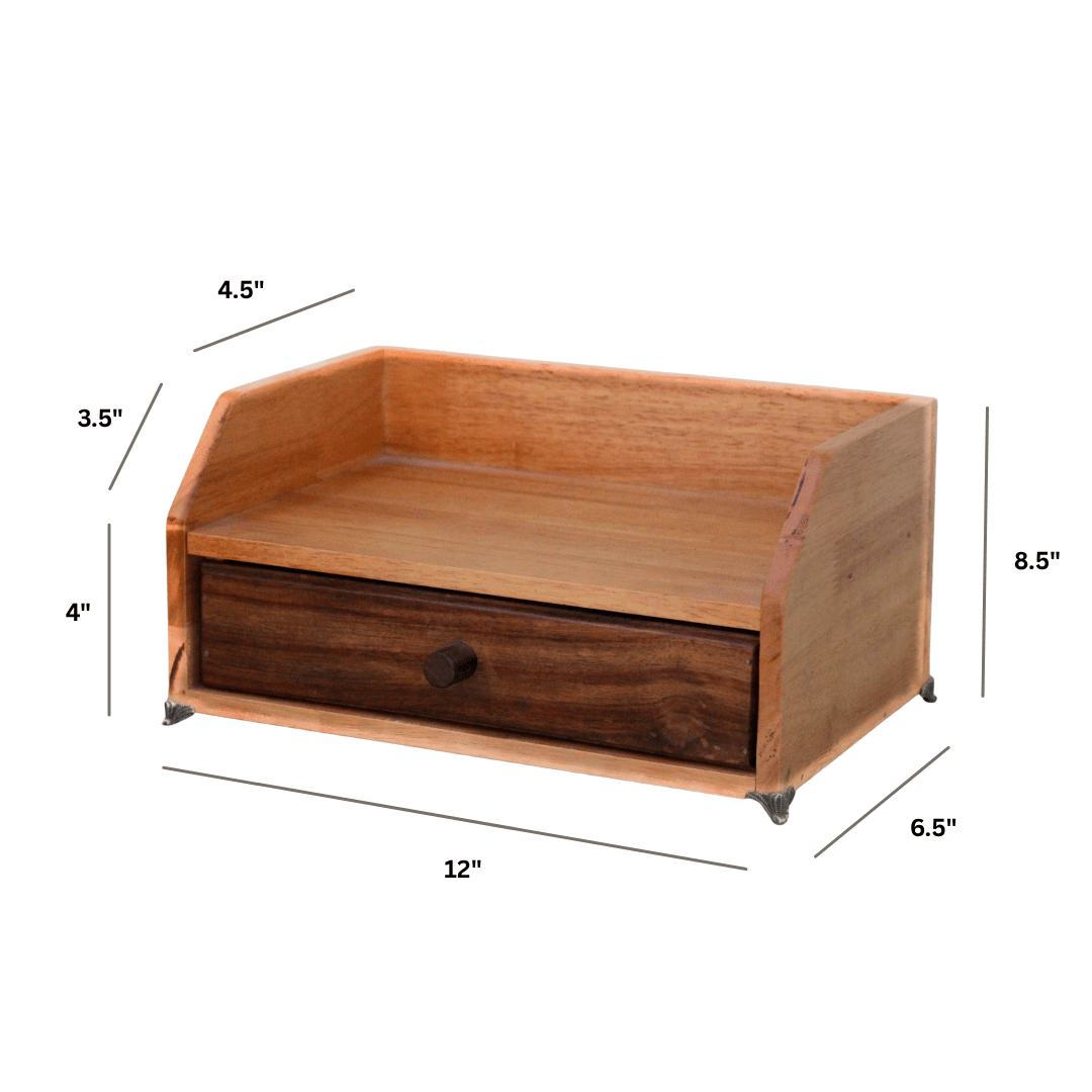 Solid Wood Chestnut Organizer | Kitchen Rack with Drawer – Kitchen Organizers on Brown Living™. SKU: BL0105. Img 7.