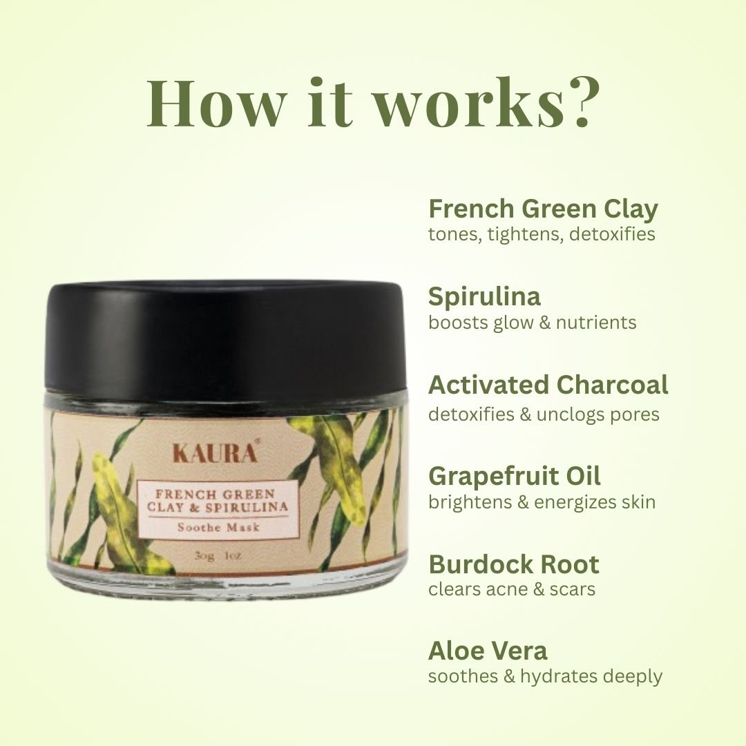 Soothe Face Mask with Green Clay & Spirulina | 30g – Face Mask by Kaura available on Brown Living™. . SKU: KI384. Img 4.