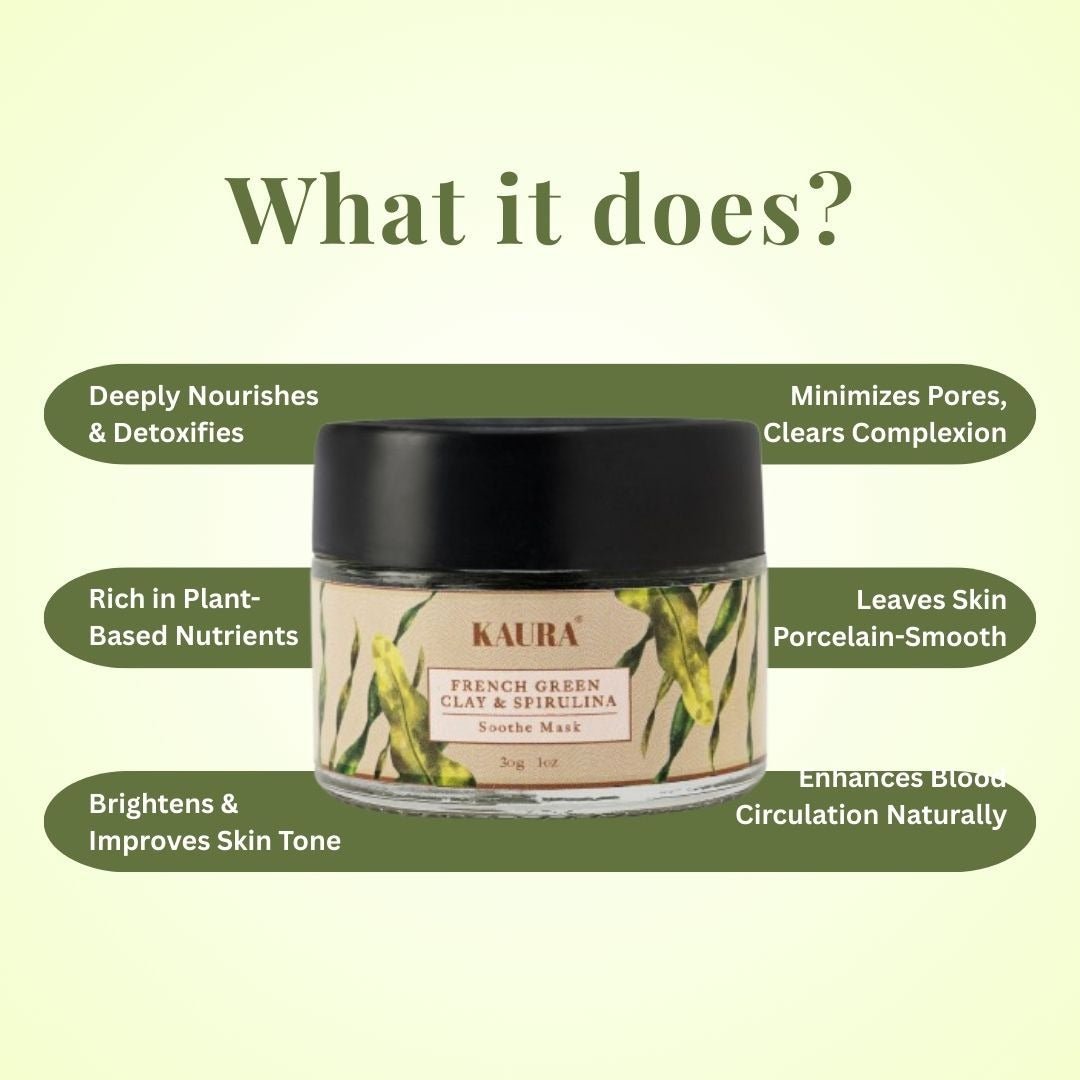 Soothe Face Mask with Green Clay & Spirulina | 30g – Face Mask by Kaura available on Brown Living™. . SKU: KI384. Img 2.
