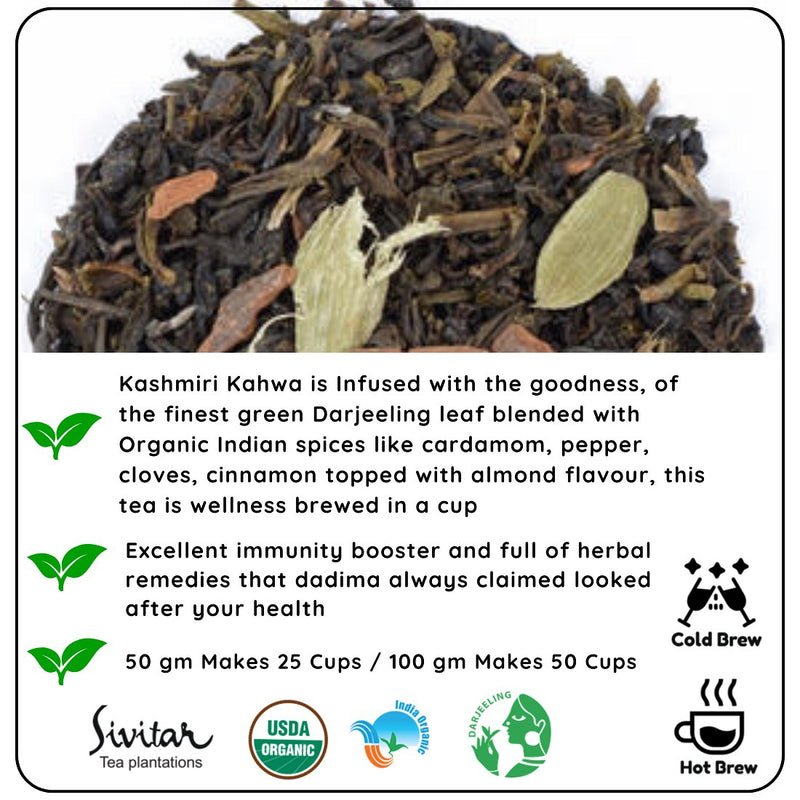 Soothing Almond Kashmiri Kahwa | For Cold and Cough Relief | Verified Sustainable Tea on Brown Living™