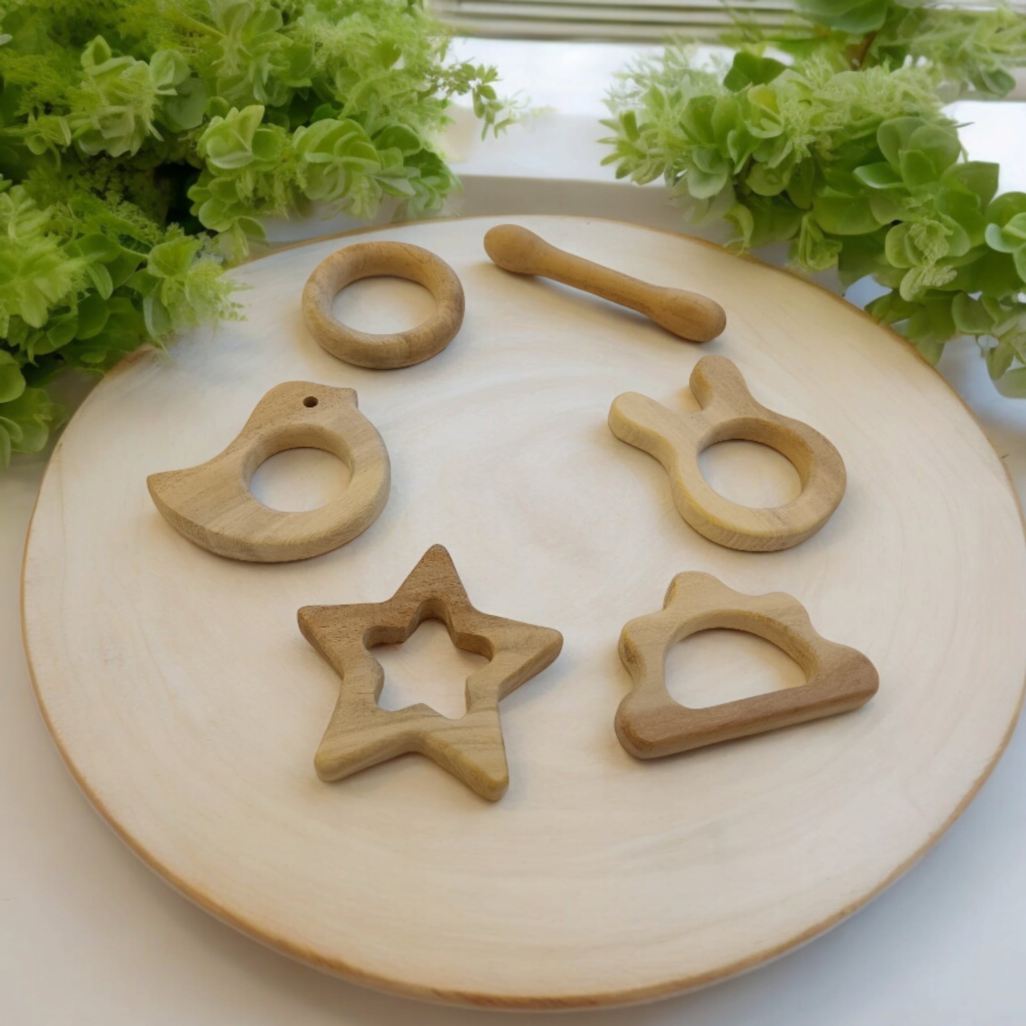Soothing Teethers Made From Pure Neem Wood For Babies – Baby Teethers & Soothers on Brown Living™. SKU: T_STR-CLD-DV-BNY-DBL-RNG. Img 2.