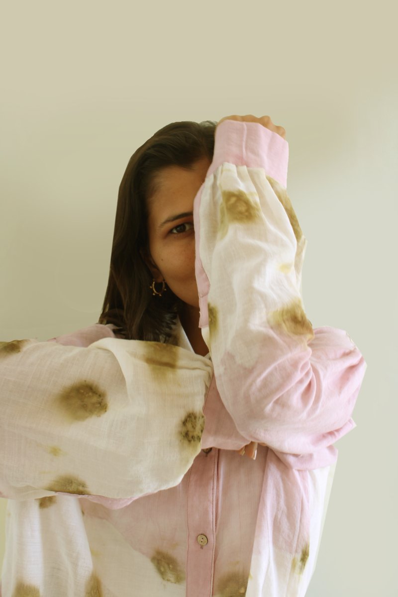 Sora Handwoven Mul Shirt Temple Roses And Lac Pink | Verified Sustainable Womens Shirt on Brown Living™