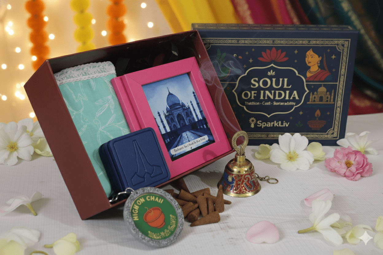 Soul of India Gift Box – Sustainable Handcrafted Gift Box – Gift Hampers on Brown Living™. SKU: SOI2025. Img 1.