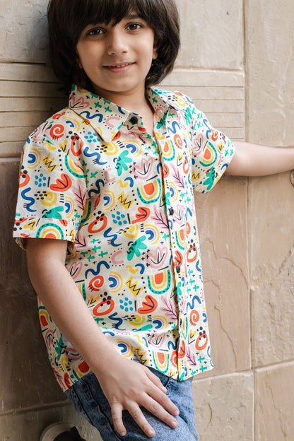 Soul Surfer Shirt I Bright & Playful Fun Print Cotton Shirt for Boys – Kids Daywear Sets on Brown Living™. SKU: ZBABSA. Img 1.