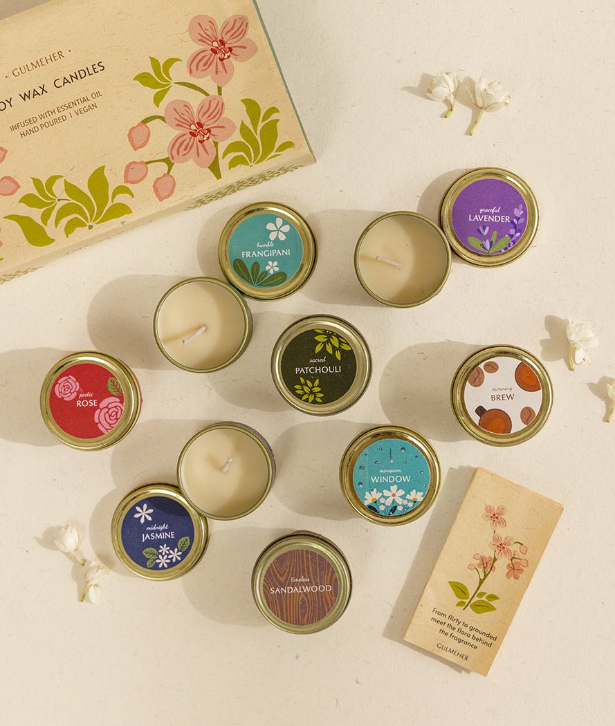 Soy Wax Candles Set Of 8 | Diwali Candles For Festive Decor – Candles & Fragrances on Brown Living™. SKU: Gul_Diwali_26_013. Img 2.