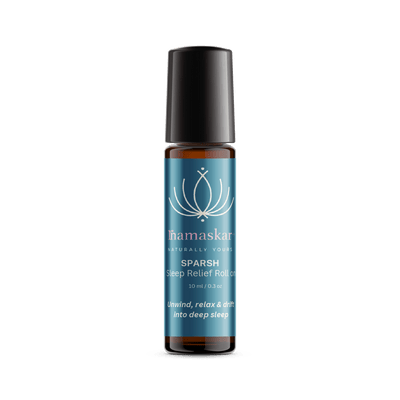 Sparsh Sleep Relief Roll On | Natural Sleep Aid | Calming Aromatherapy – Body Oil on Brown Living™. SKU: SHA-WEL-2-NAM. Img 3.