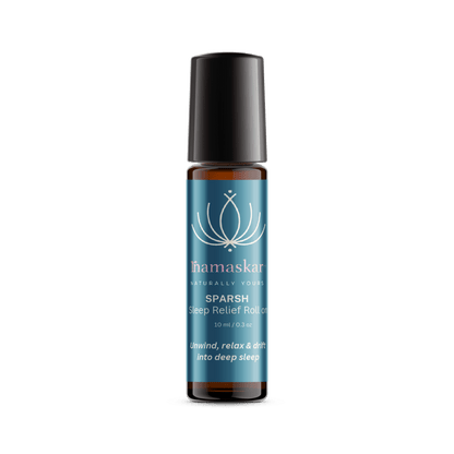 Sparsh Sleep Relief Roll On | Natural Sleep Aid | Calming Aromatherapy – Body Oil on Brown Living™. SKU: SHA-WEL-2-NAM. Img 3.