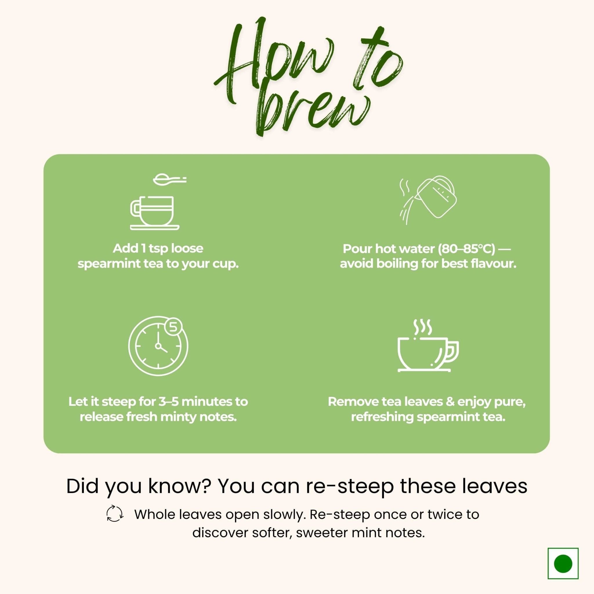 Spearmint Green Tea – Balance Hormones & Improve Digestion – 50g – Tea on Brown Living™. SKU: AMCZip50New. Img 4.