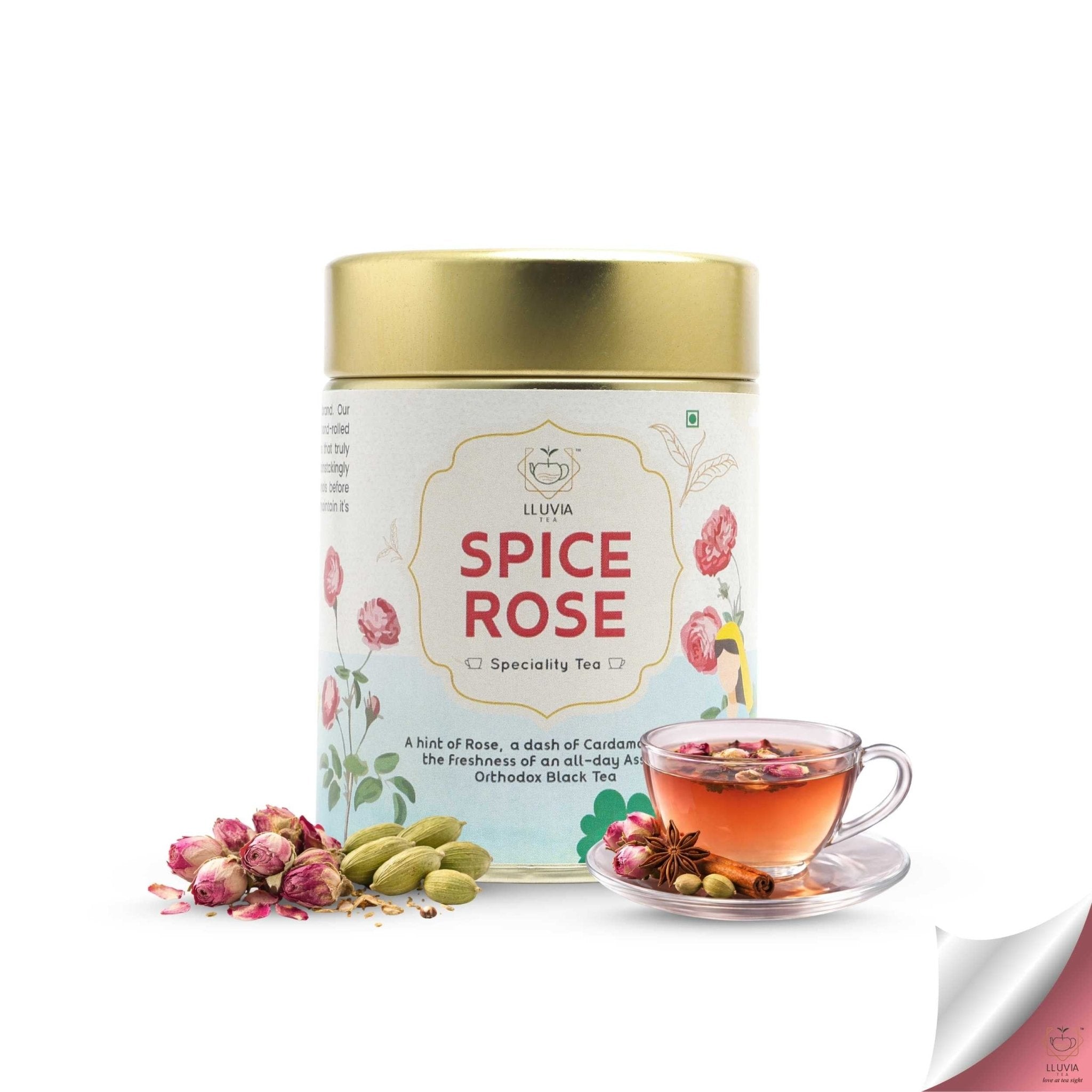 Spice Rose Tea – Reduce Anxiety & Antioxidant Boost – 50g – Tea on Brown Living™. SKU: MBTTin50New. Img 1.