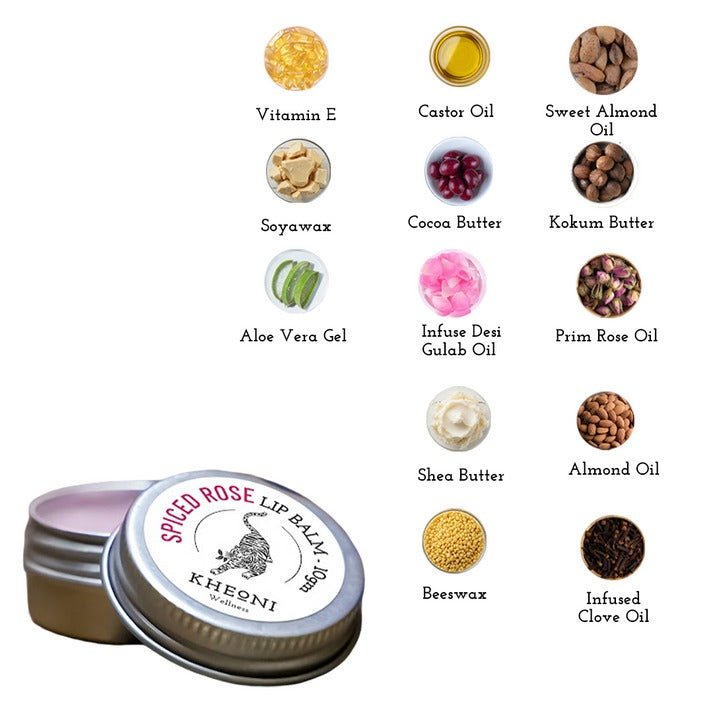 Spiced Rose Lip Balm – Nourishing Natural Lip Care – Lip Balms on Brown Living™. SKU: FFLBSR010G. Img 3.