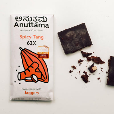 Spicy Tang 62% Cocoa Dark Chocolate | Bold Heat With Citrus Notes – Chocolates on Brown Living™. SKU: 8931500230050. Img 4.
