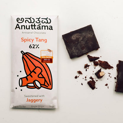 Spicy Tang 62% Cocoa Dark Chocolate | Bold Heat With Citrus Notes – Chocolates on Brown Living™. SKU: 8931500230050. Img 4.