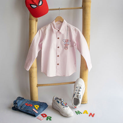 Spidey Embroidered Organic Cotton Shirt - Light Pink | Verified Sustainable by Brown Living™