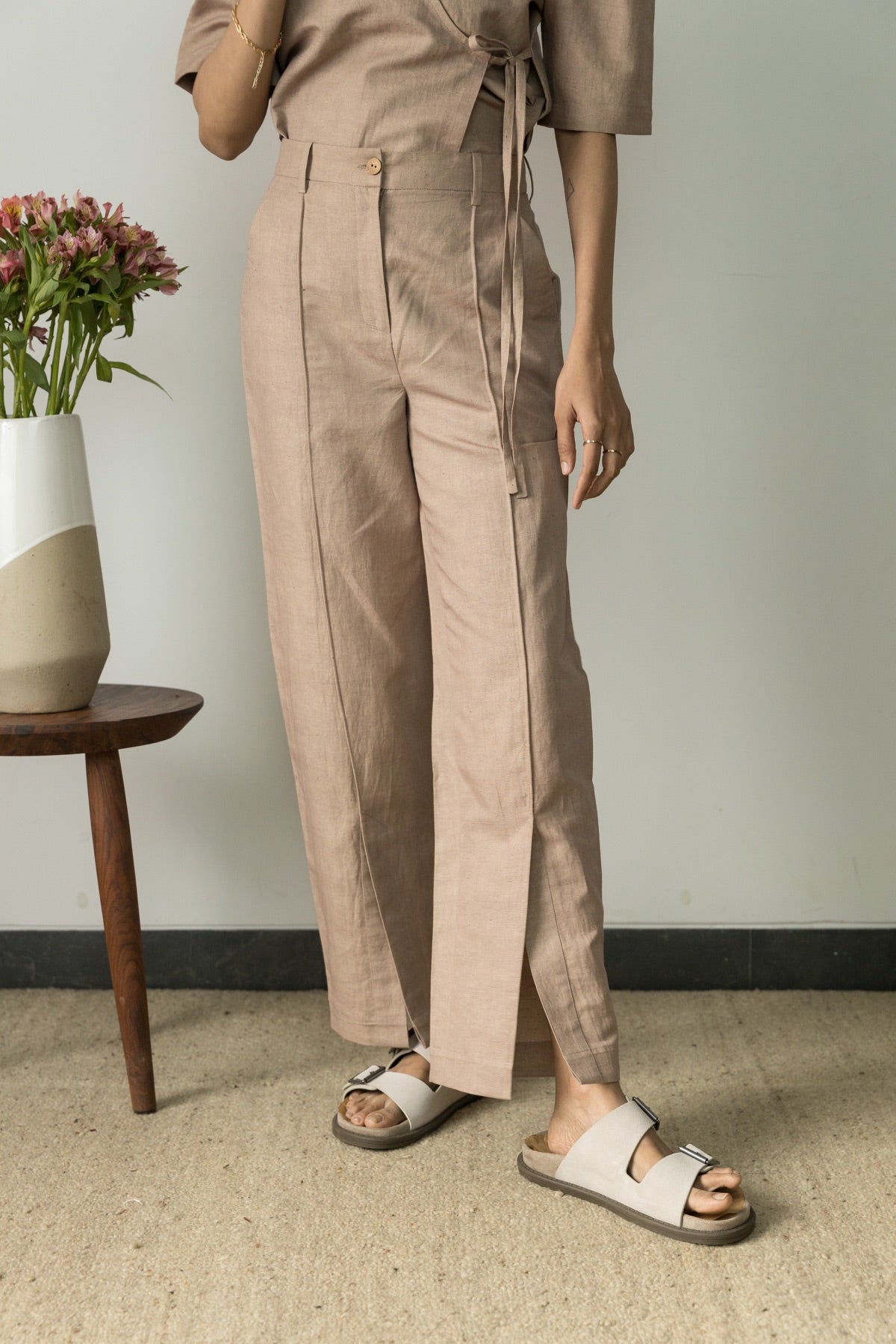 Split - Hem Cotton Trousers | Verified Sustainable by Brown Living™