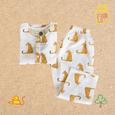 Spotty Leopard - Unisex Kids Cotton Nightwear – Kids Pyjamas on Brown Living™. SKU: MITHNW-025-1. Img 1.