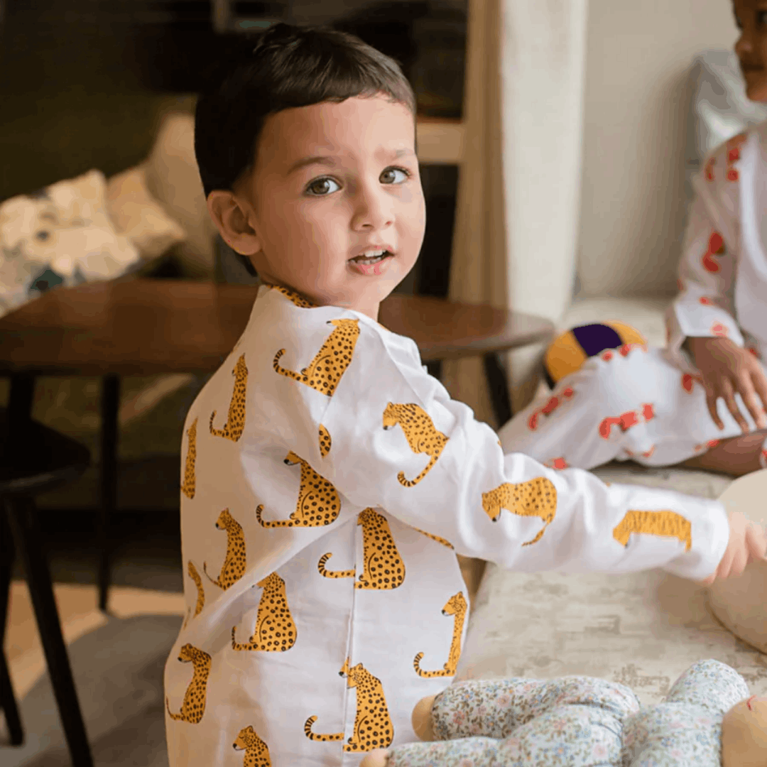 Spotty Leopard - Unisex Kids Cotton Nightwear – Kids Pyjamas on Brown Living™. SKU: MITHNW-025-1. Img 2.