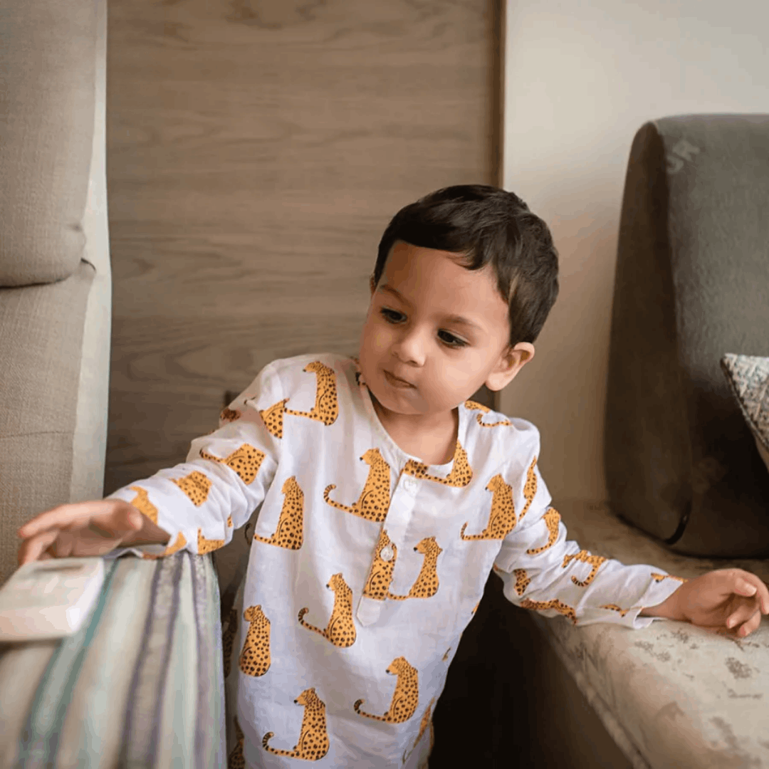 Spotty Leopard - Unisex Kids Cotton Nightwear – Kids Pyjamas on Brown Living™. SKU: MITHNW-025-1. Img 4.