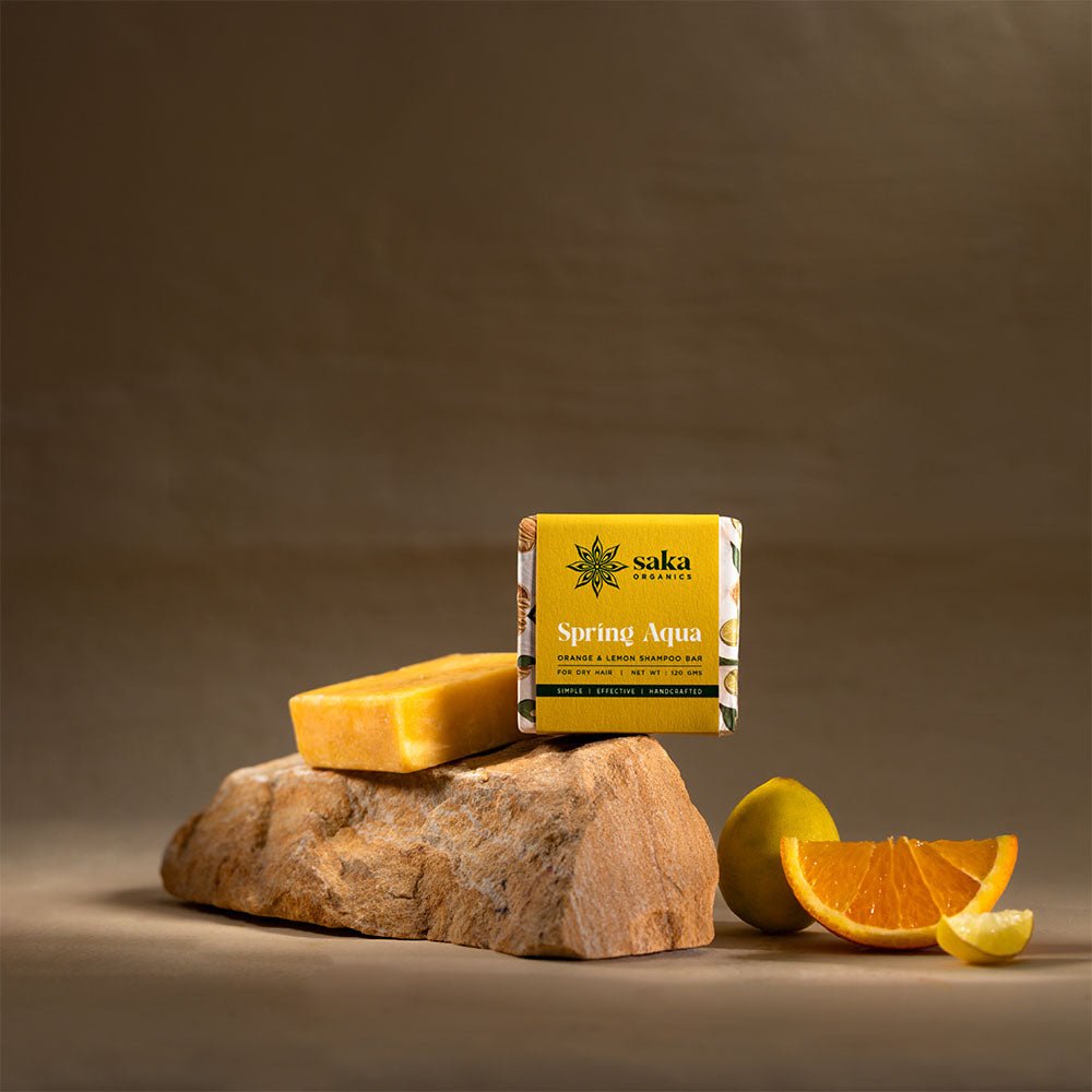 Spring Aqua | Handmade Orange & Lemon Shampoo Bar (120gm) | Verified Sustainable by Brown Living™