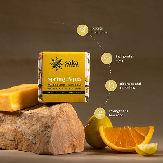 Spring Aqua | Handmade Orange & Lemon Shampoo Bar (120gm) | Verified Sustainable Hair Shampoo Bar on Brown Living™