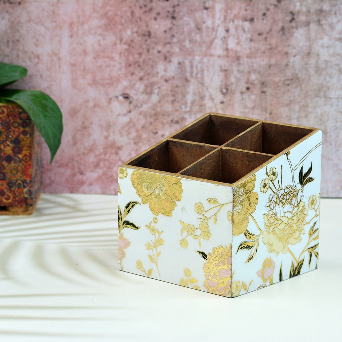 Spring Blossom Multipurpose MDF Organizer (4 Divisions) | Verified Sustainable by Brown Living™